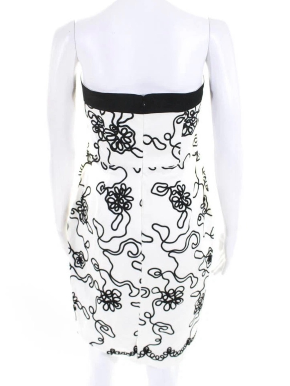 Kay Unger Black & White Strapless Dress with Abstract Appliqué Design Size 10 - Picture 3 of 5